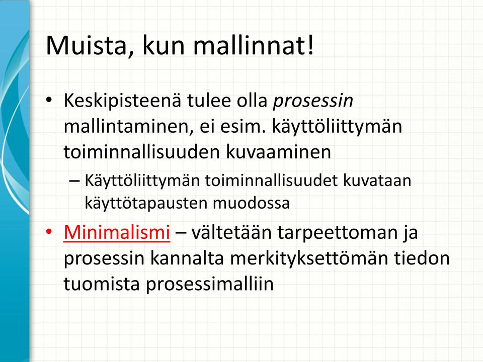 käyttöliittymän toiminnallisuuden kuvaaminen Käyttöliittymän