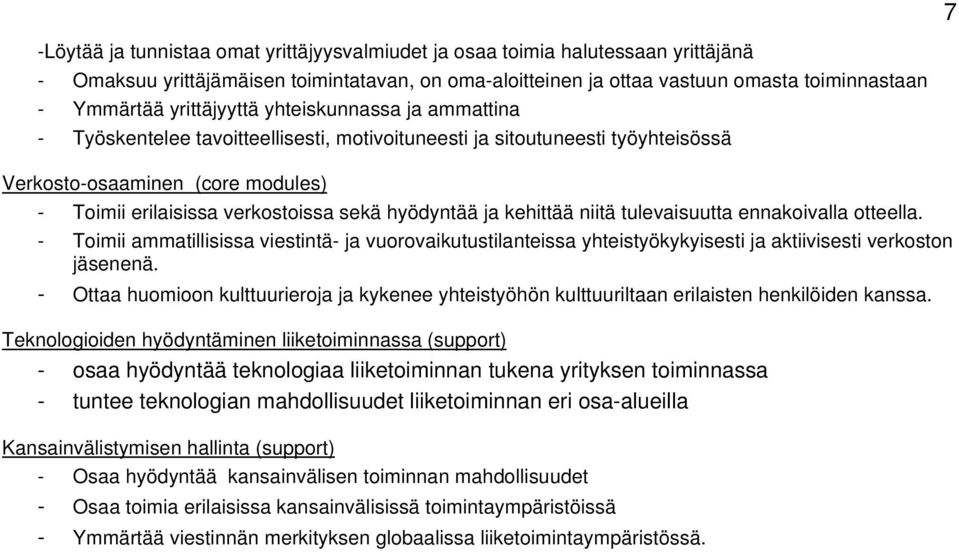 hyödyntää ja kehittää niitä tulevaisuutta ennakoivalla otteella. - Toimii ammatillisissa viestintä- ja vuorovaikutustilanteissa yhteistyökykyisesti ja aktiivisesti verkoston jäsenenä.