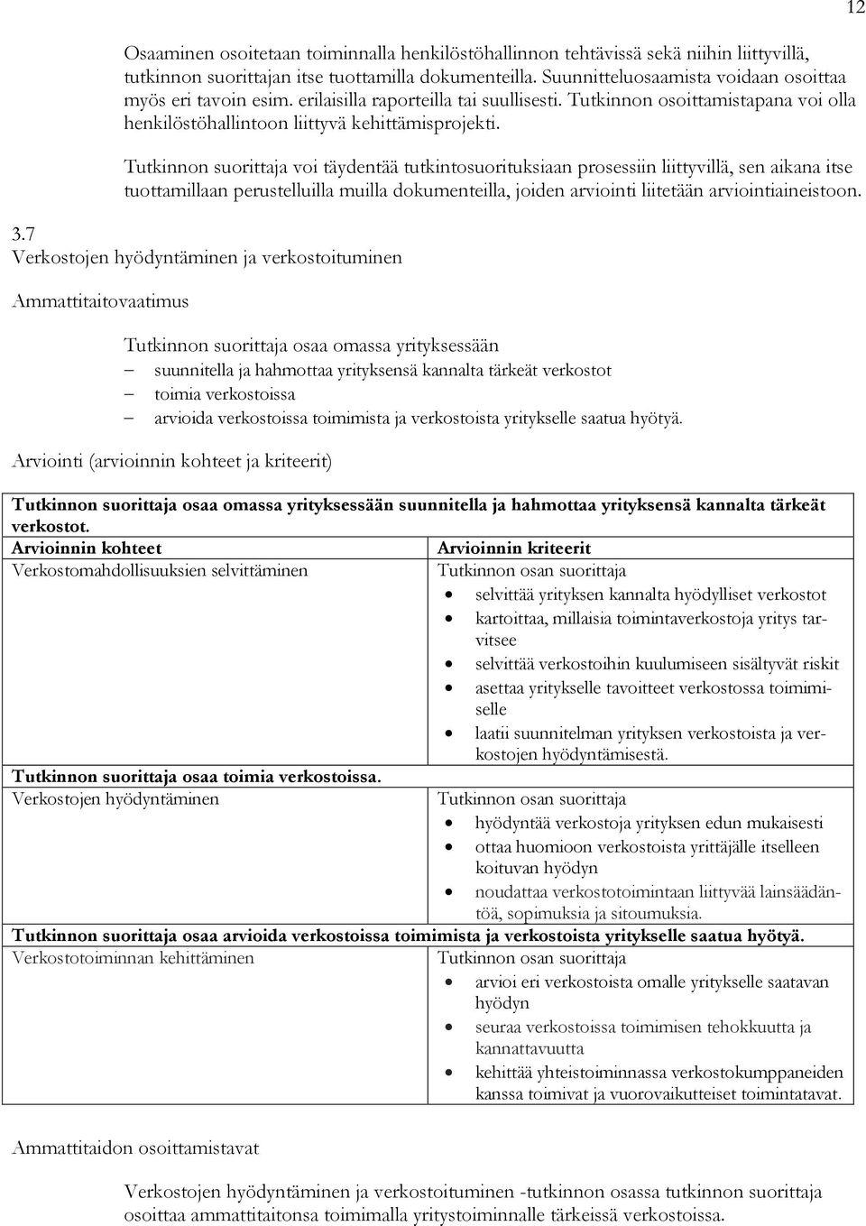 Tutkinnon suorittaja voi täydentää tutkintosuorituksiaan prosessiin liittyvillä, sen aikana itse tuottamillaan perustelluilla muilla dokumenteilla, joiden arviointi liitetään arviointiaineistoon. 3.