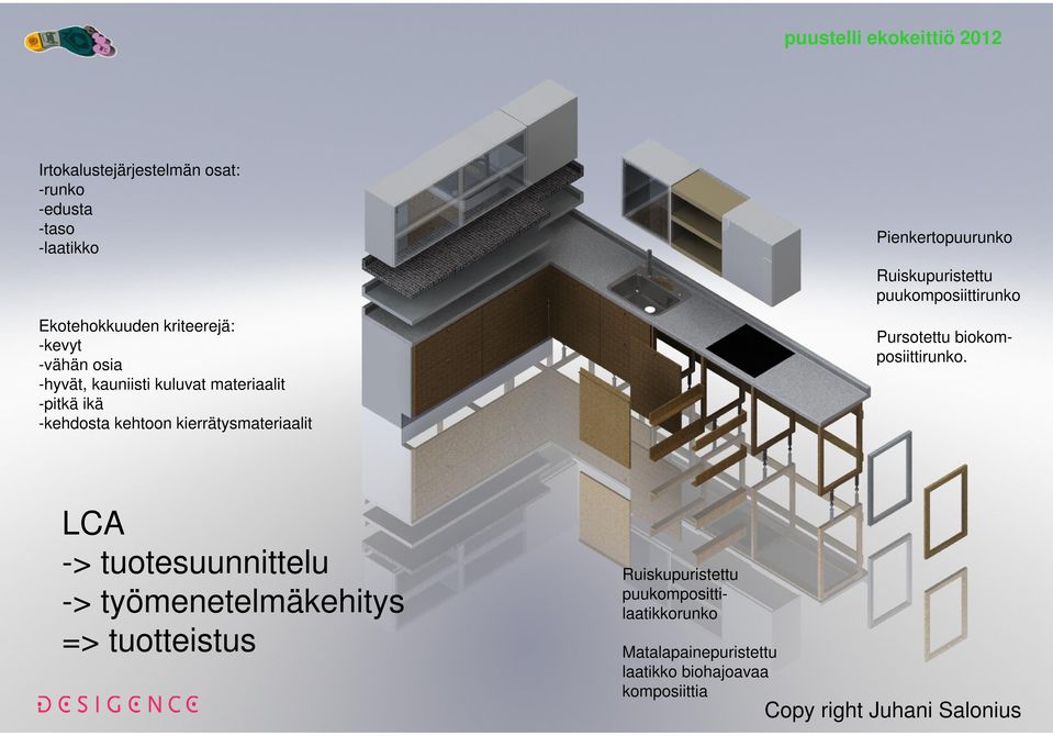 kierrätysmateriaalit Fourth level Fifth level Pienkertopuurunko Ruiskupuristettu puukomposiittirunko Pursotettu biokomposiittirunko.