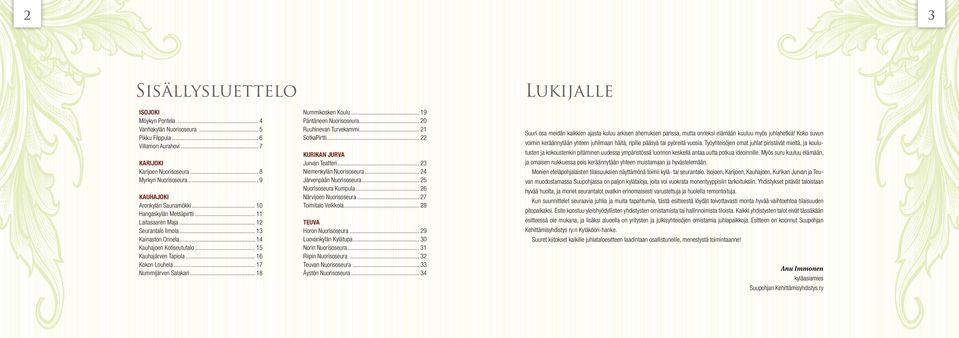 .. 17 Nummijärven Salakari... 18 Nummikosken Koulu... 19 Päntäneen Nuorisoseura... 20 Ruuhinevan Turvekammi... 21 SotkaPirtti... 22 Kurikan Jurva Jurvan Teatteri... 23 Niemenkylän Nuorisoseura.