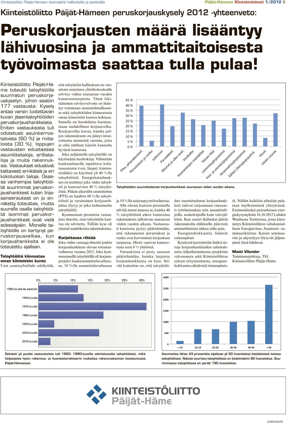 Kysely antaa varsin luotettavan kuvan jäsentaloyhtiöiden peruskorjaushankkeista.