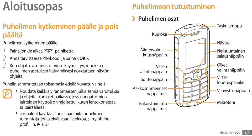 Noudata kaikkia viranomaisten julkaisemia varoituksia ja ohjeita, kun olet paikassa, jossa langattomien laitteiden käyttöä on rajoitettu, kuten lentokoneessa tai sairaalassa.