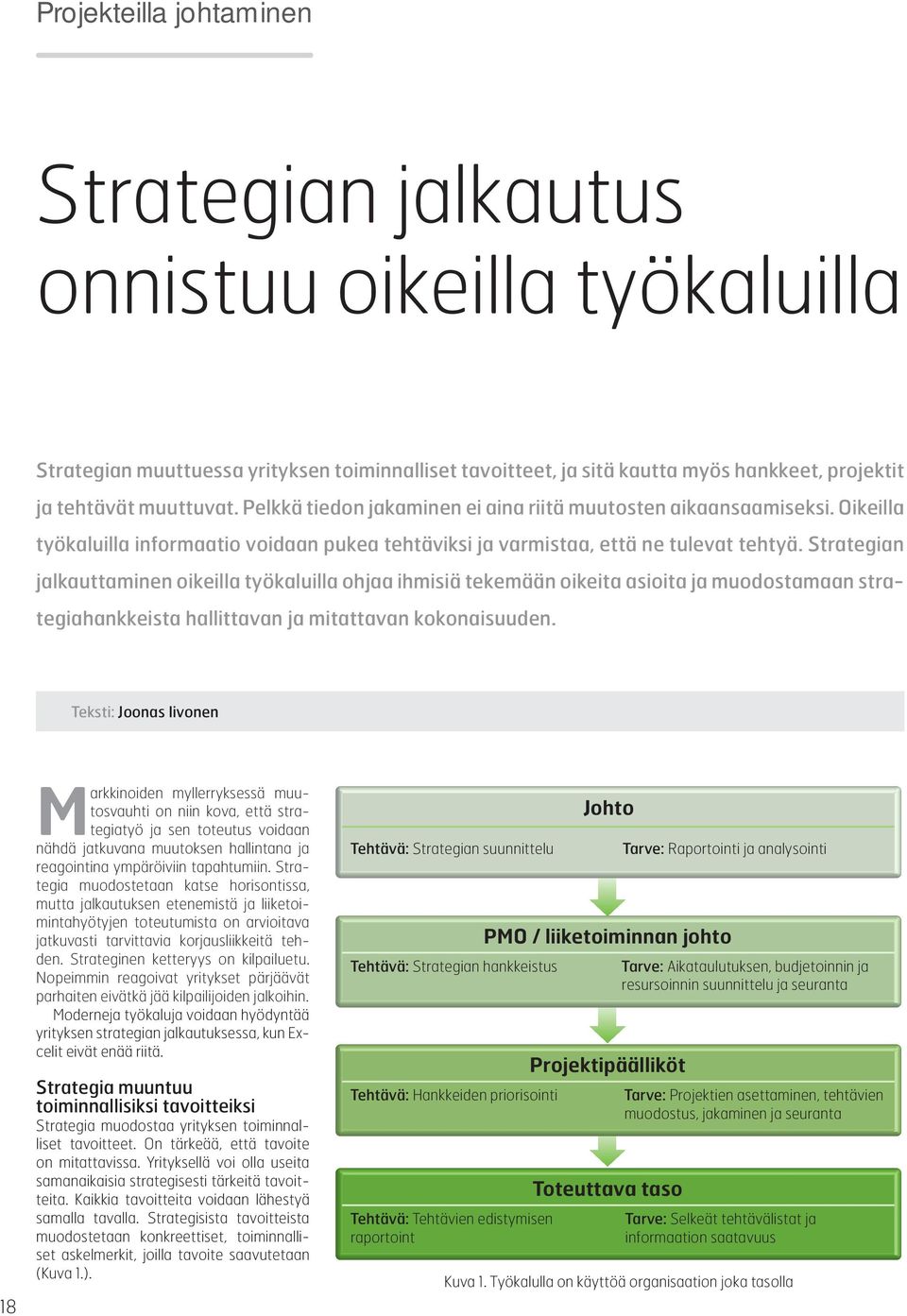 Strategian jalkauttaminen oikeilla työkaluilla ohjaa ihmisiä tekemään oikeita asioita ja muodostamaan strategiahankkeista hallittavan ja mitattavan kokonaisuuden.