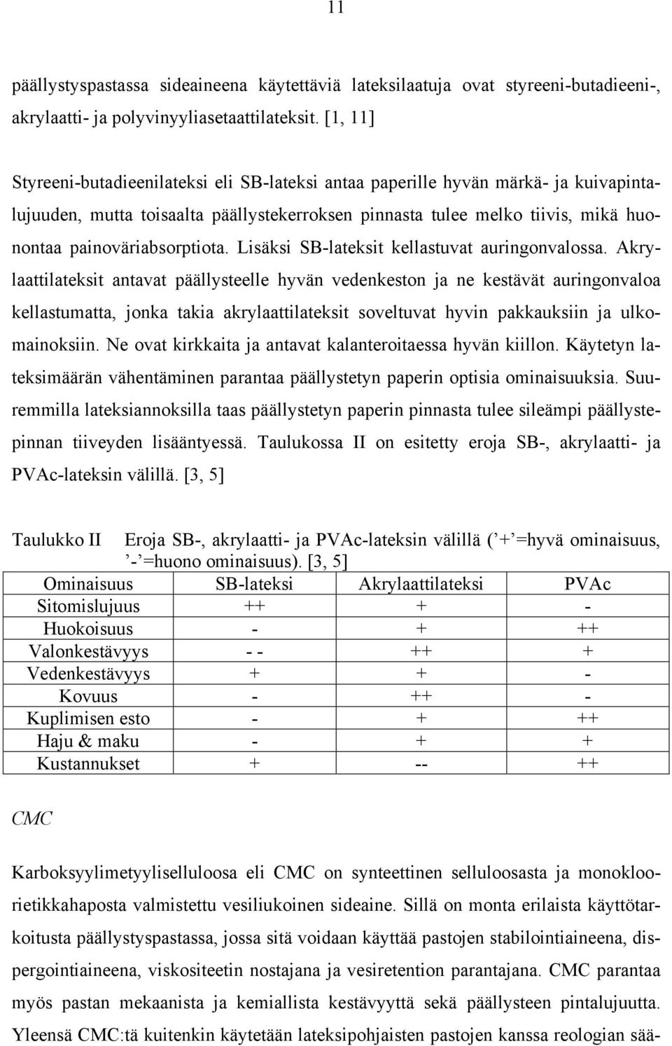 painoväriabsorptiota. Lisäksi SB-lateksit kellastuvat auringonvalossa.