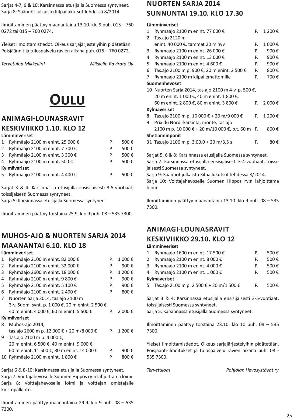 500 2 Ryhmäajo 2100 m enint. 7 700 P. 500 3 Ryhmäajo 2100 m enint. 3 300 P. 500 4 Ryhmäajo 2100 m enint. 500 P. 500 5 Ryhmäajo 2100 m enint. 4 400 P.