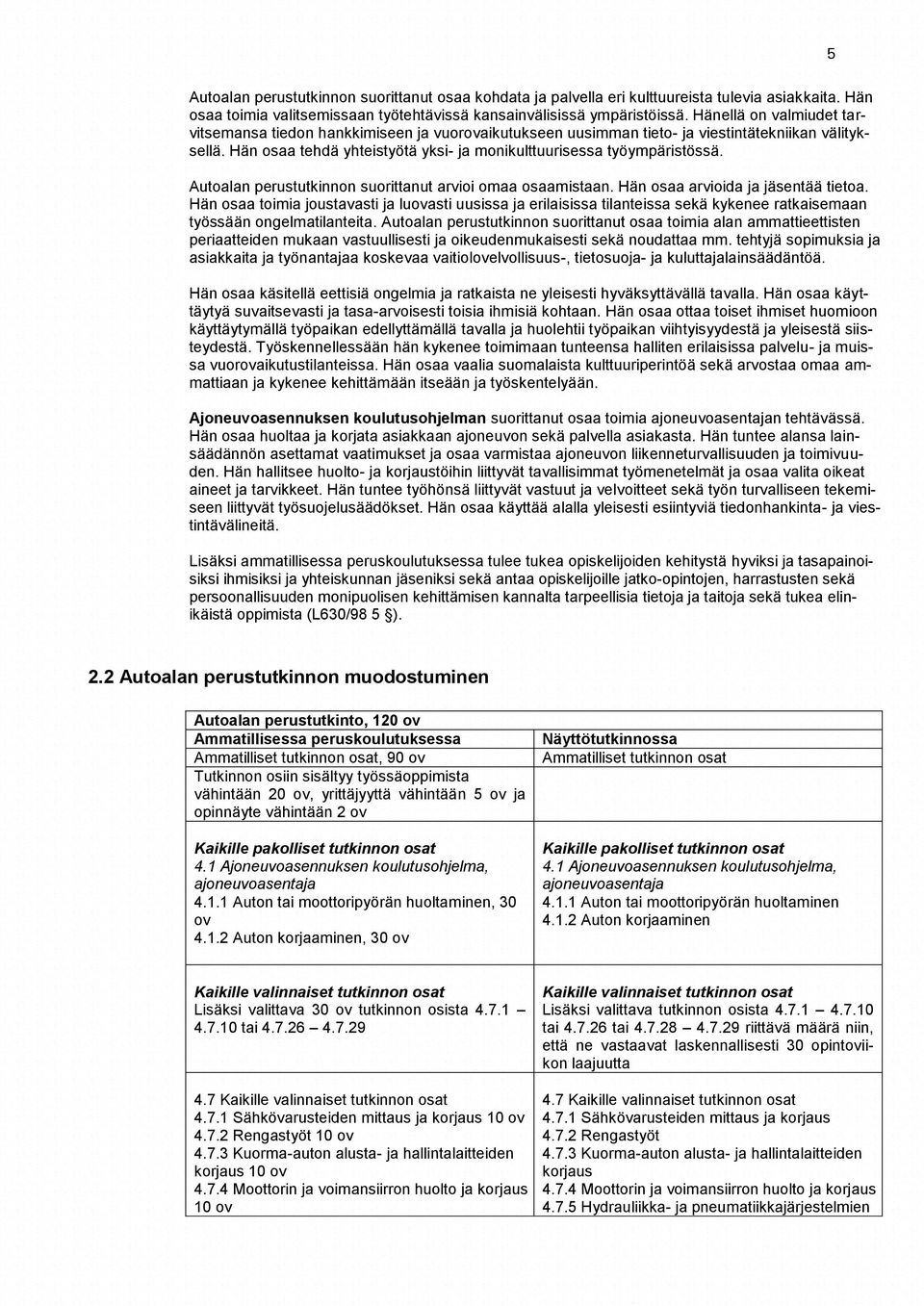 Autoalan perustutkinnon suorittanut arvioi omaa osaamistaan. Hän osaa arvioida ja jäsentää tietoa.