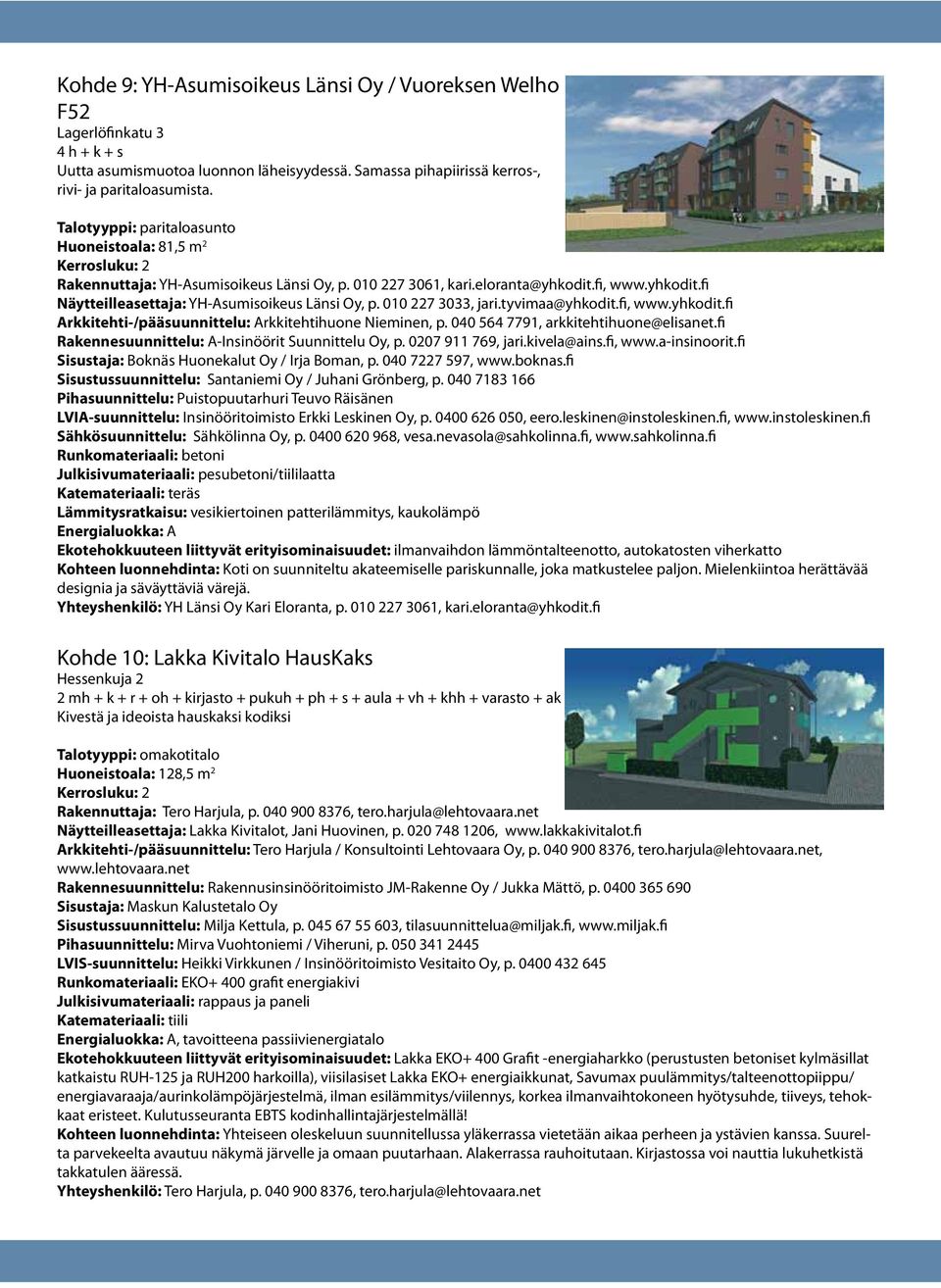 010 227 3033, jari.tyvimaa@yhkodit.fi, www.yhkodit.fi Arkkitehti-/pääsuunnittelu: Arkkitehtihuone Nieminen, p. 040 564 7791, arkkitehtihuone@elisanet.