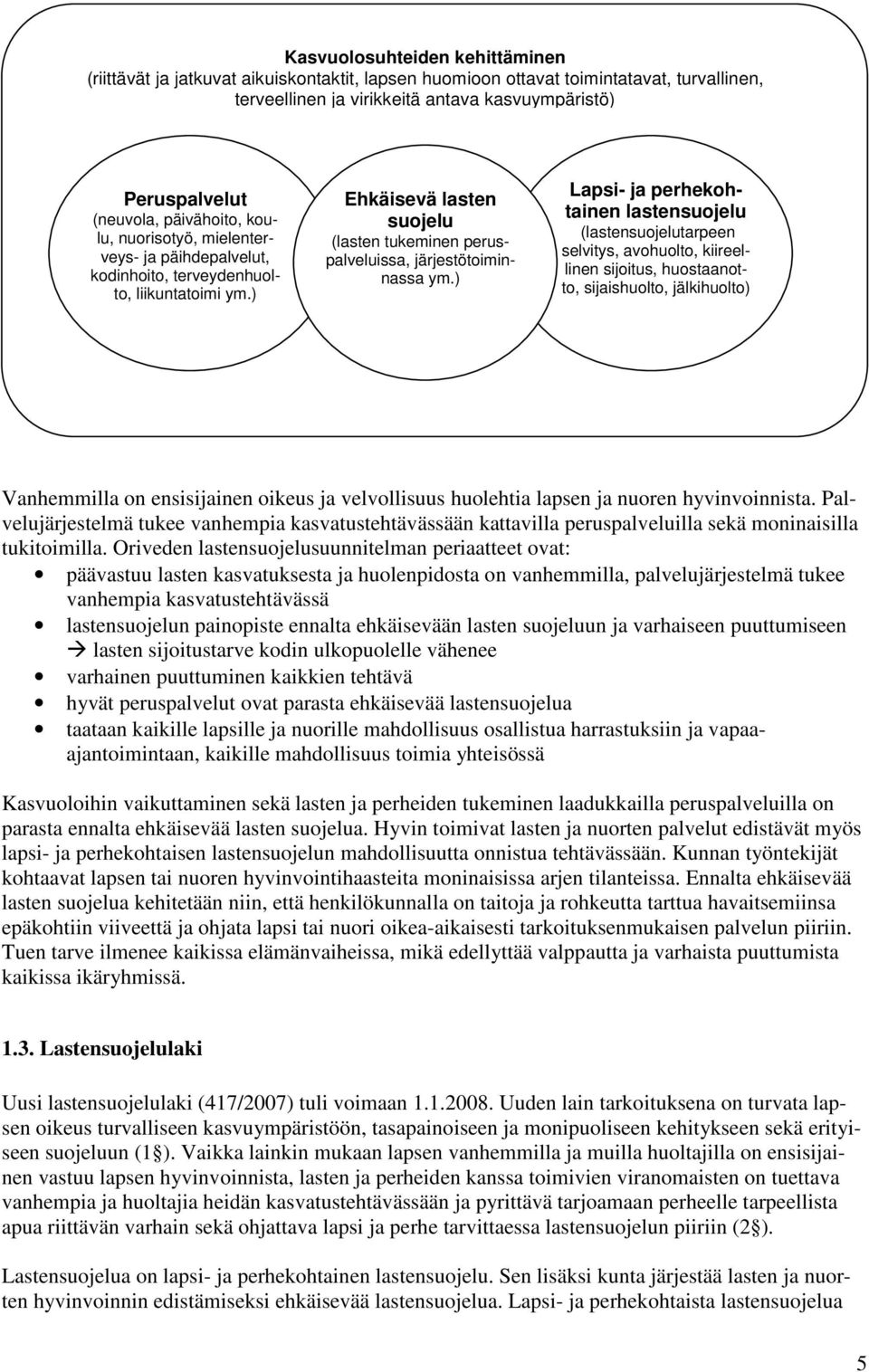 ) Lapsi- ja perhekohtainen lastensuojelu (lastensuojelutarpeen selvitys, avohuolto, kiireellinen sijoitus, huostaanotto, sijaishuolto, jälkihuolto) Vanhemmilla on ensisijainen oikeus ja velvollisuus