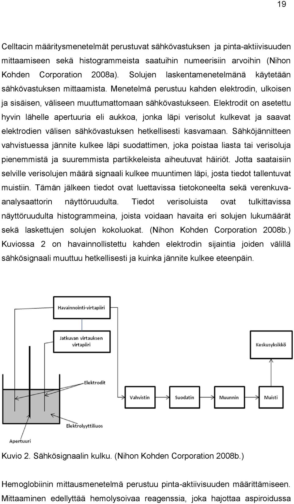 Elektrodit on asetettu hyvin lähelle apertuuria eli aukkoa, jonka läpi verisolut kulkevat ja saavat elektrodien välisen sähkövastuksen hetkellisesti kasvamaan.