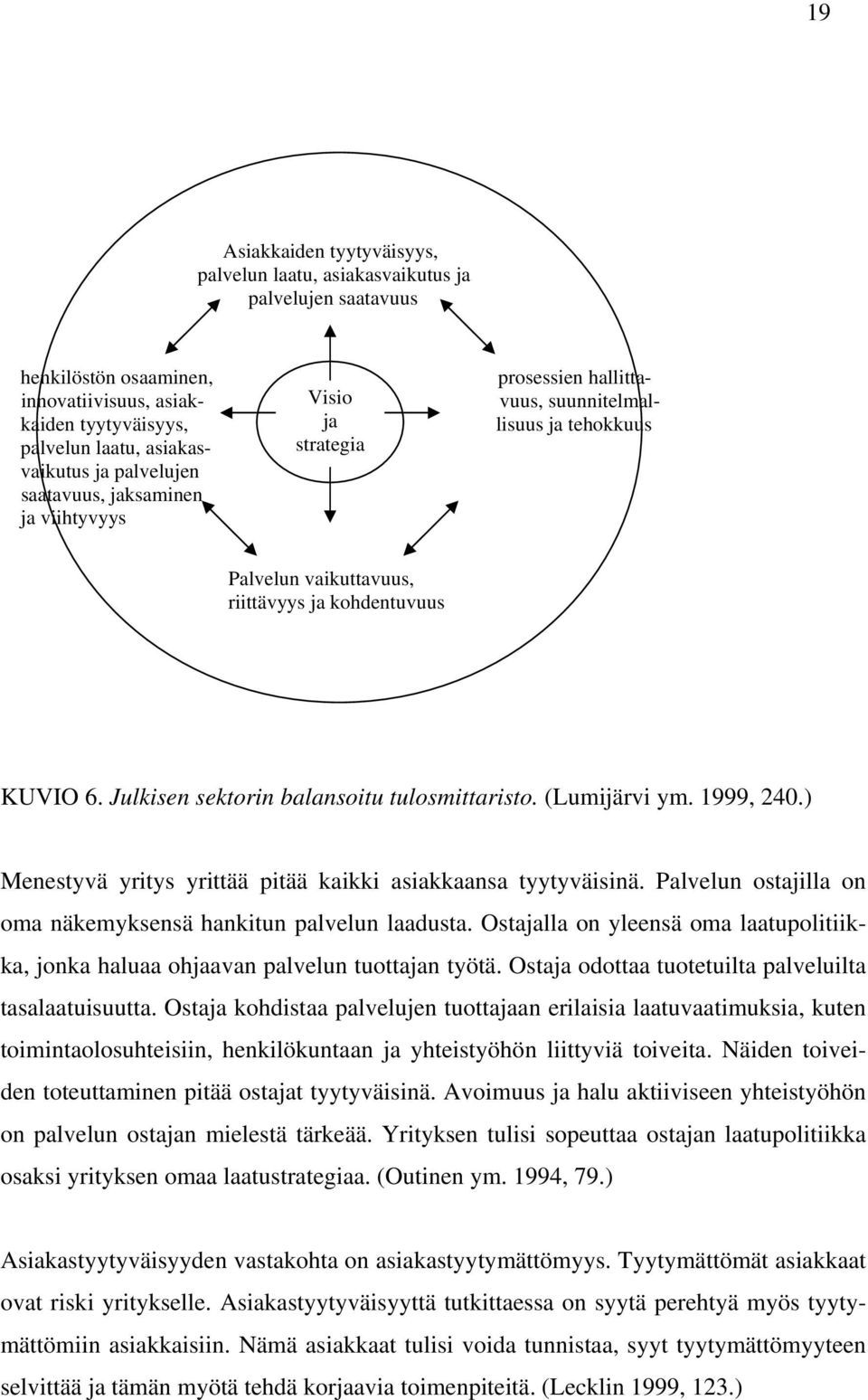 Julkisen sektorin balansoitu tulosmittaristo. (Lumijärvi ym. 1999, 240.) Menestyvä yritys yrittää pitää kaikki asiakkaansa tyytyväisinä.