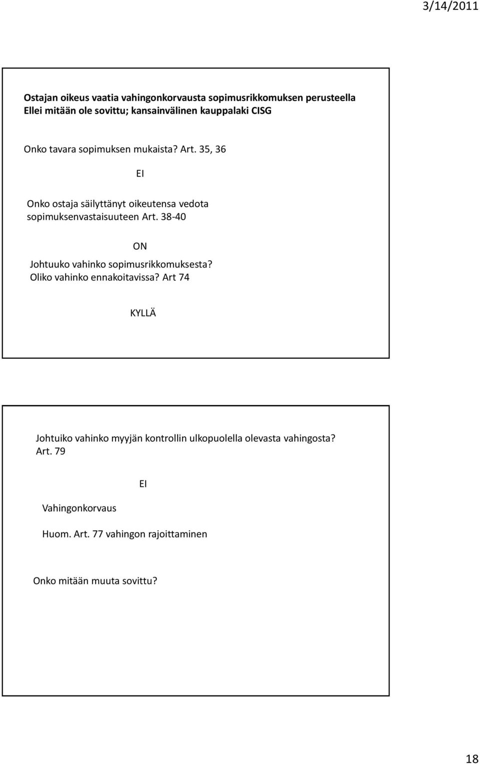 38-40 ON Johtuuko vahinko sopimusrikkomuksesta? Oliko vahinko ennakoitavissa?