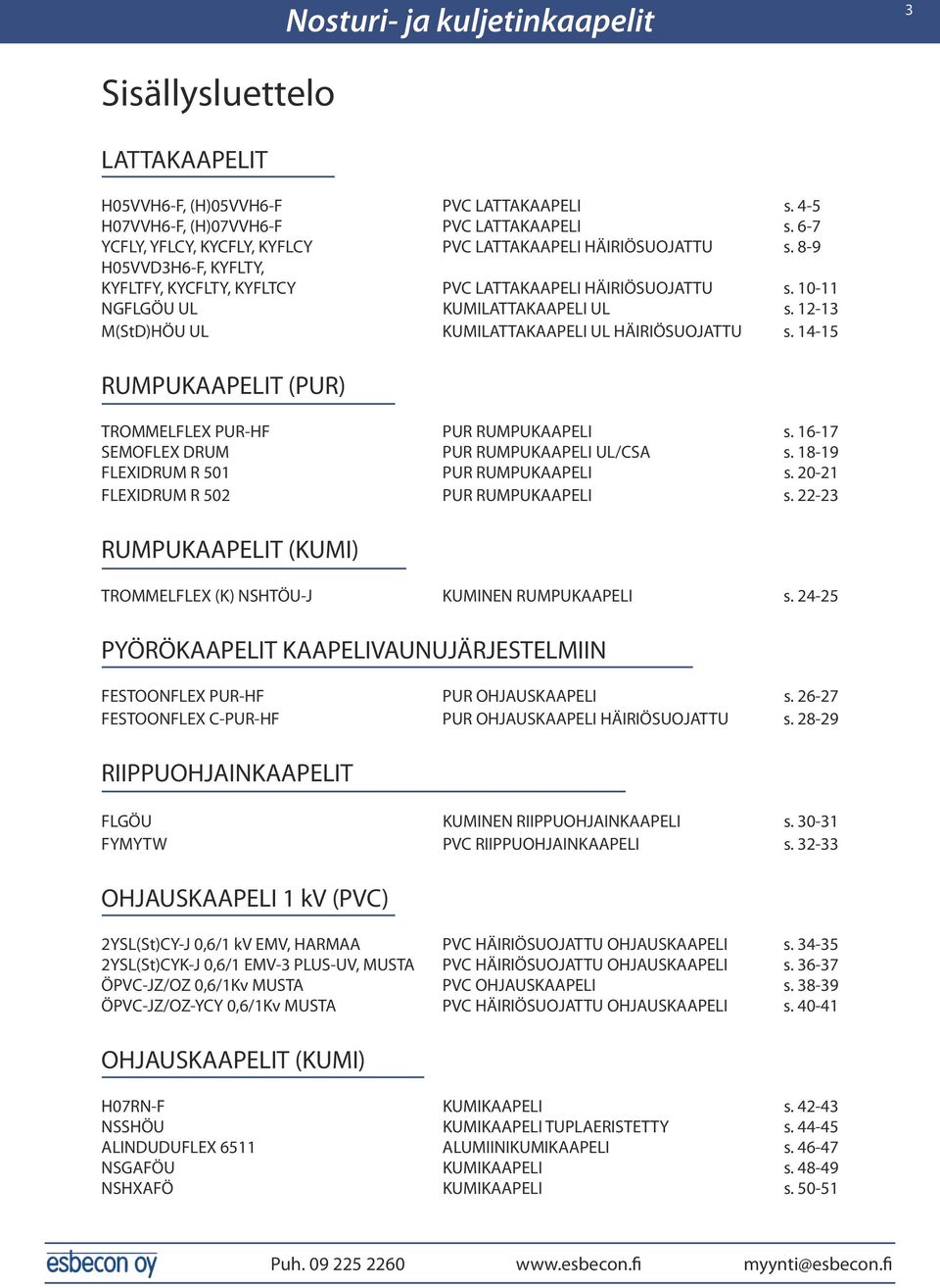 12-13 M(StD)HÖU UL KUMILATTAKAAPELI UL HÄIRIÖSUOJATTU s. 14-15 RUMPUKAAPELIT (PUR) TROMMELFLEX PUR-HF PUR RUMPUKAAPELI s. 16-17 SEMOFLEX DRUM PUR RUMPUKAAPELI UL/CSA s.