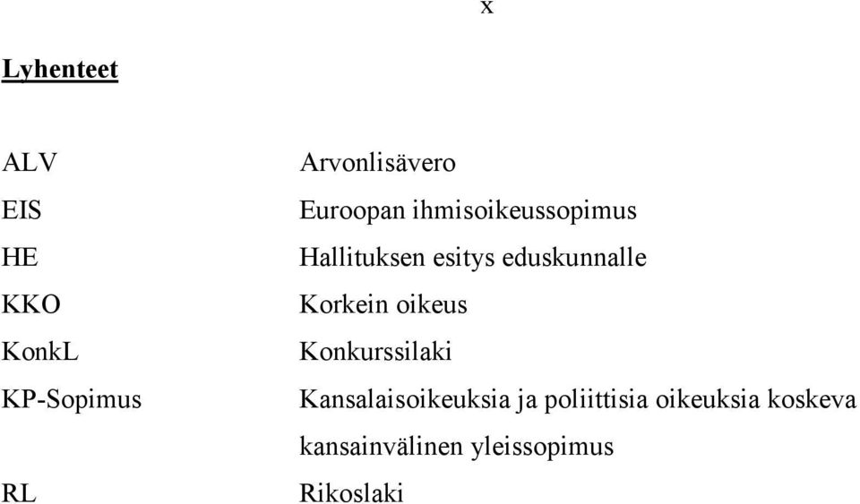 esitys eduskunnalle Korkein oikeus Konkurssilaki