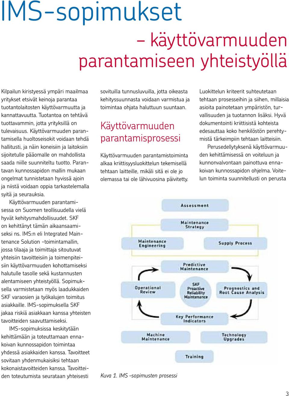Käyttövarmuuden parantamisella huoltoseisokit voidaan tehdä hallitusti, ja näin koneisiin ja laitoksiin sijoitetulle pääomalle on mahdollista saada niille suunniteltu tuotto.