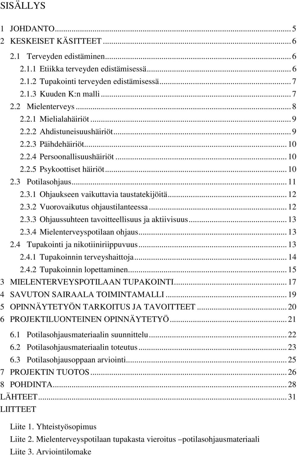 .. 12 2.3.2 Vuorovaikutus ohjaustilanteessa... 12 2.3.3 Ohjaussuhteen tavoitteellisuus ja aktiivisuus... 13 2.3.4 Mielenterveyspotilaan ohjaus... 13 2.4 Tupakointi ja nikotiiniriippuvuus... 13 2.4.1 Tupakoinnin terveyshaittoja.