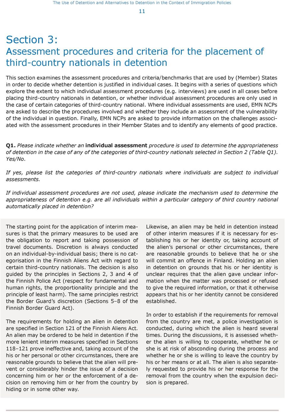 ns with a series of questions which explore the extent to which individual assessment procedures (e.g.