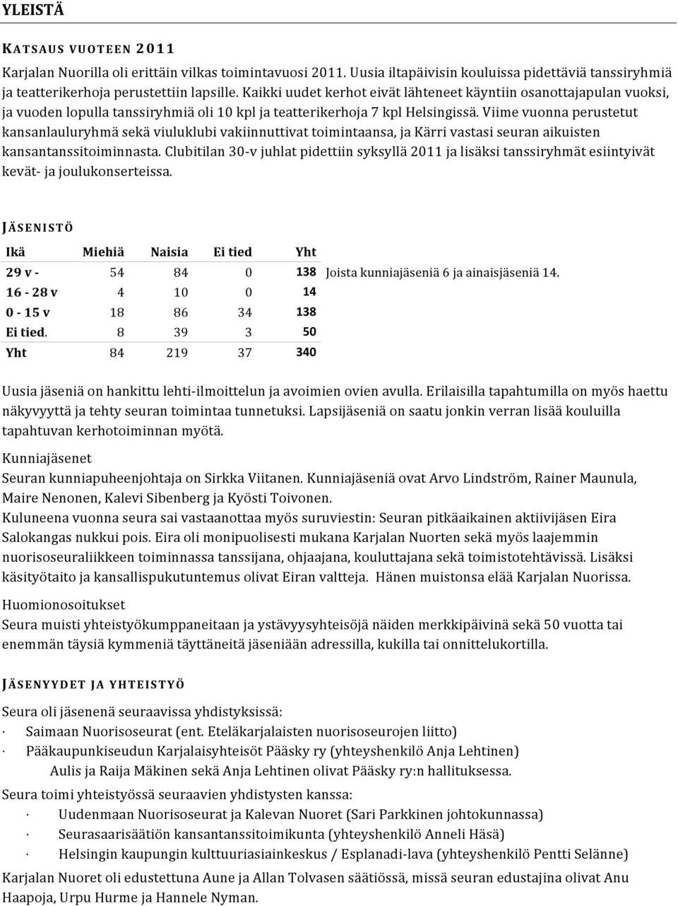 Viime vuonna perustetut kansanlauluryhmä sekä viuluklubi vakiinnuttivat toimintaansa, ja Kärri vastasi seuran aikuisten kansantanssitoiminnasta.