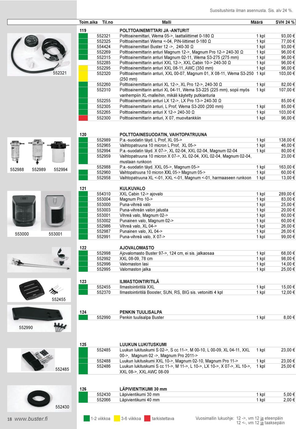 putkianturia Polttoainemittarin anturi, L Prof, Wema S3-200 (200 mm) Polttoainemittarin anturi, X 07, muovitankkiin 93,00 77,00 93,00 96,00 96,00 96,00 96,00 103,00 82,00 107,00 85,00 85,00 103,00