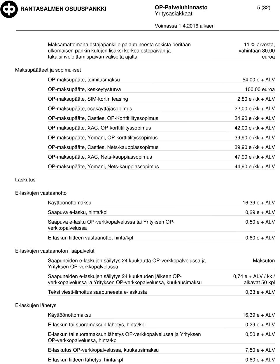 OP-Korttitilityssopimus OP-maksupääte, XAC, OP-korttitilityssopimus OP-maksupääte, Yomani, OP-korttitilityssopimus OP-maksupääte, Castles, Nets-kauppiassopimus OP-maksupääte, XAC,