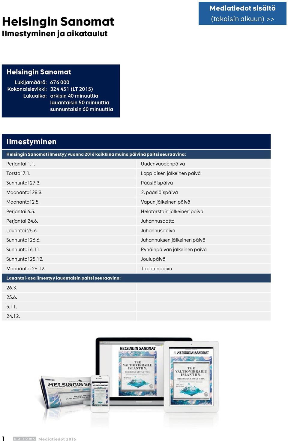 6. Lauantai 25.6. Sunnuntai 26.6. Sunnuntai 6.11. Sunnuntai 25.12. Maanantai 26.12. Uudenvuodenpäivä Loppiaisen jälkeinen päivä Pääsiäispäivä 2.