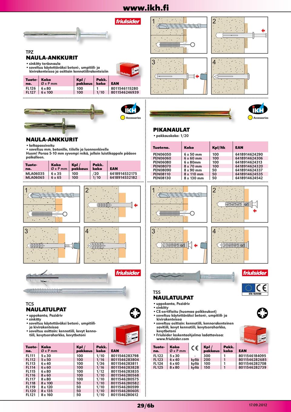 Kpl / MLA06035 6 x 35 100 /20 6418914532175 MLA06065 6 x 65 100 1/10 6418914532182 PIKANAULAT koko: 1/20 ltk PEN06050 6 x 50 mm 100 6418914624290 PEN06060 6 x 60 mm 100 6418914624306 PEN06080 6 x