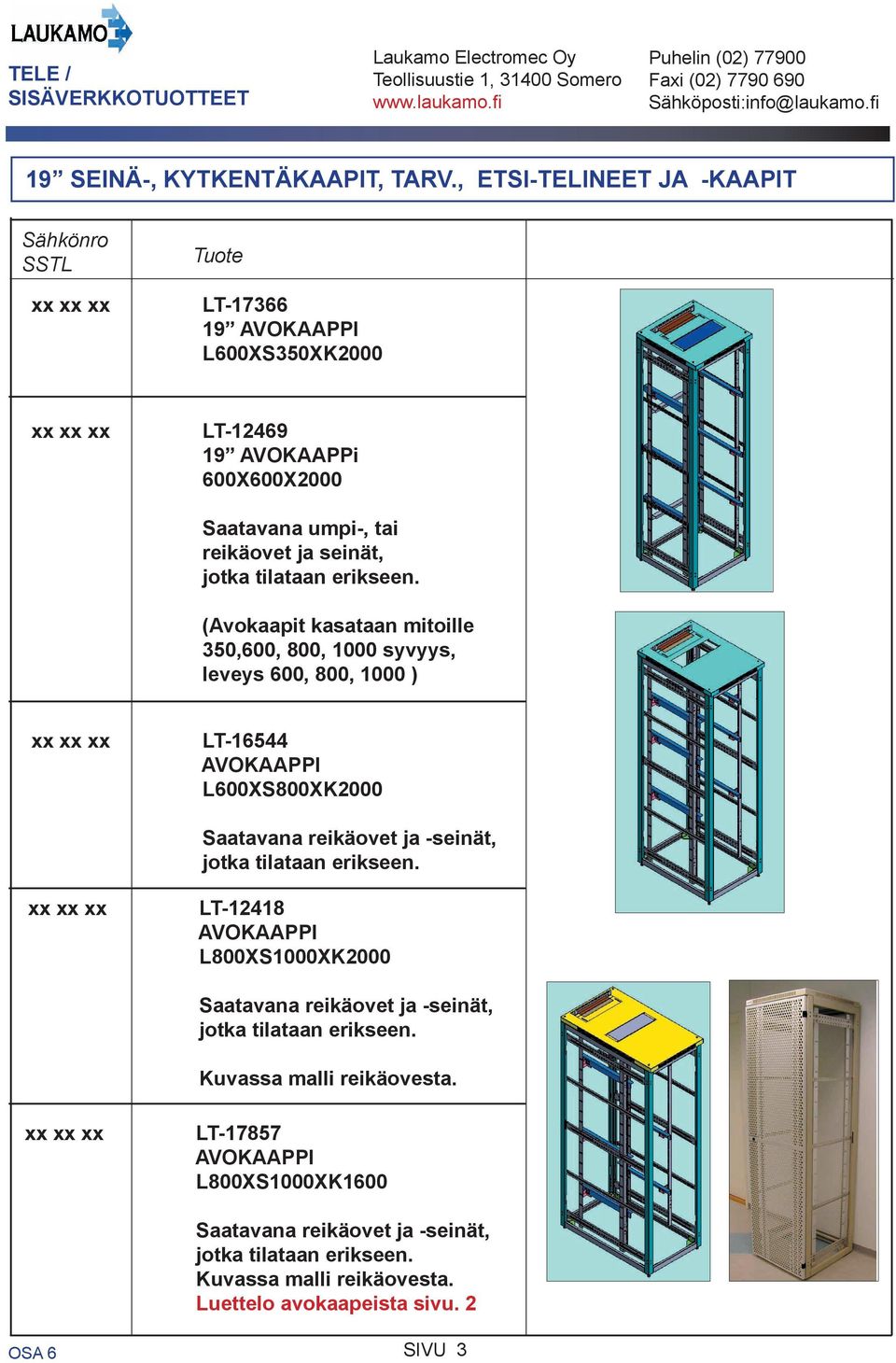 600, 800, 1000 ) LT-16544 L600XS800XK2000 LT-12418 L800XS1000XK2000 Kuvassa malli