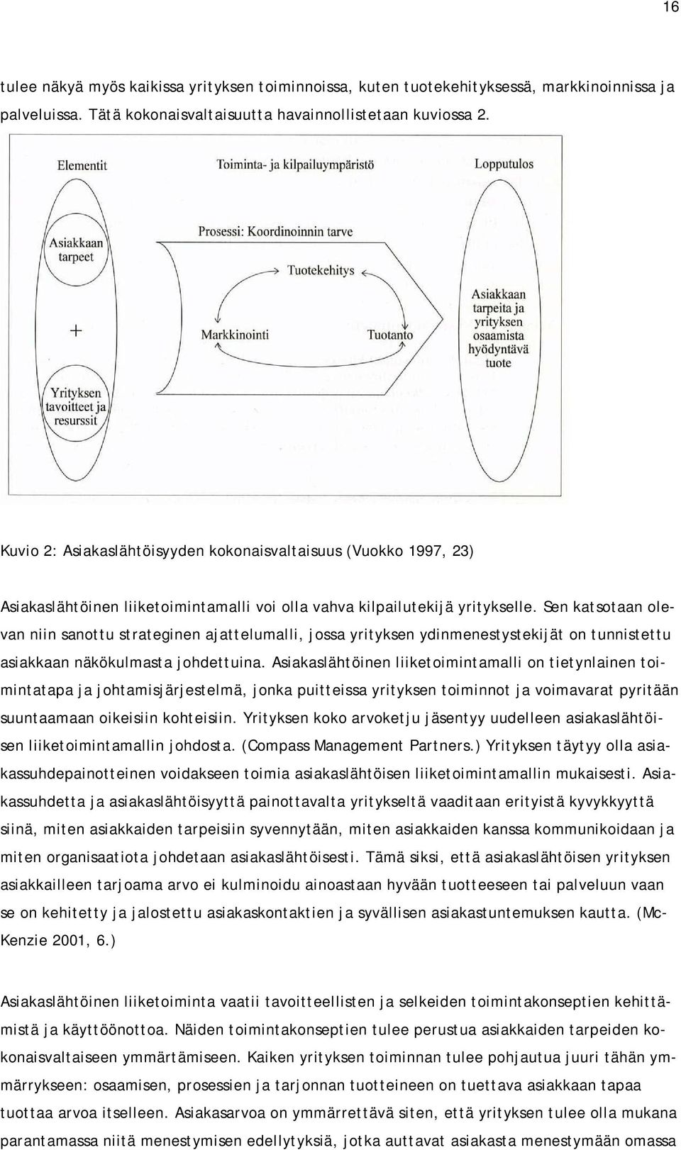 Sen katsotaan olevan niin sanottu strateginen ajattelumalli, jossa yrityksen ydinmenestystekijät on tunnistettu asiakkaan näkökulmasta johdettuina.