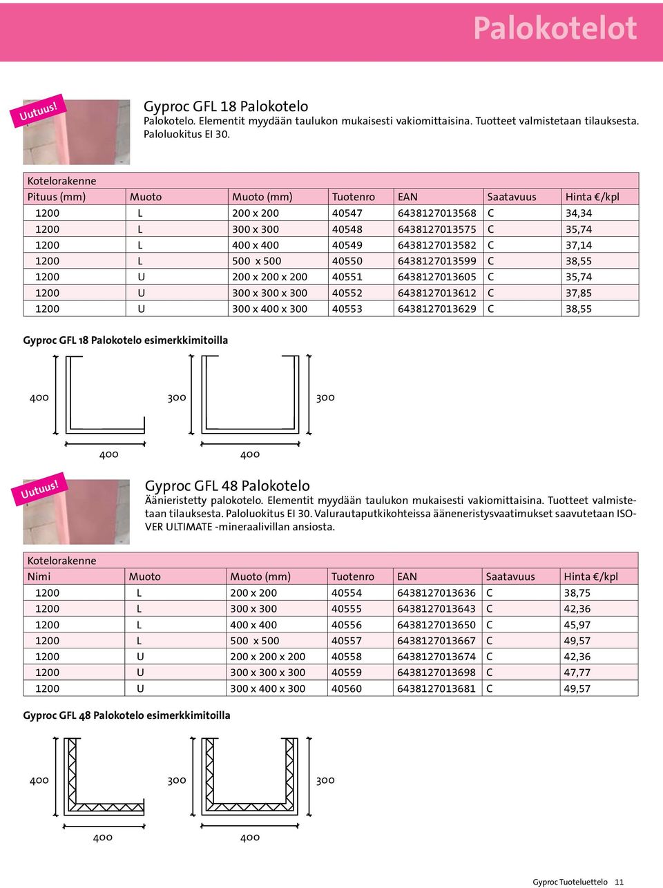 x 500 40550 6438127013599 C 38,55 1200 U 200 x 200 x 200 40551 6438127013605 C 35,74 1200 U 300 x 300 x 300 40552 6438127013612 C 37,85 1200 U 300 x 400 x 300 40553 6438127013629 C 38,55 Gyproc GFL