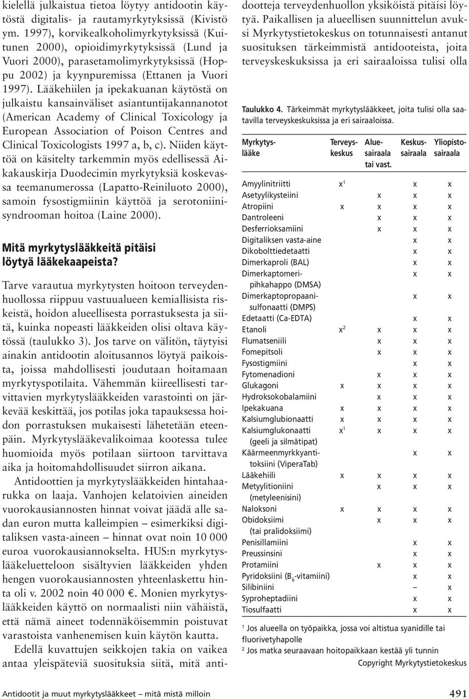 Lääkehiilen ja ipekakuanan käytöstä on julkaistu kansainväliset asiantuntijakannanotot (American Academy of Clinical Toxicology ja European Association of Poison Centres and Clinical Toxicologists