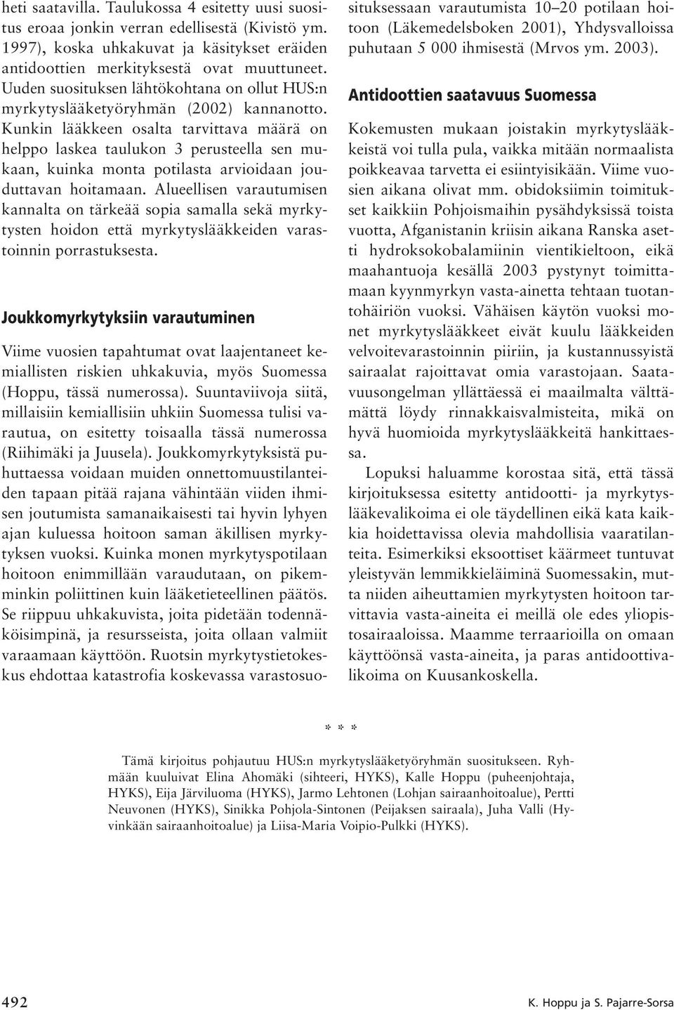 Kunkin lääkkeen osalta tarvittava määrä on helppo laskea taulukon 3 perusteella sen mukaan, kuinka monta potilasta arvioidaan jouduttavan hoitamaan.