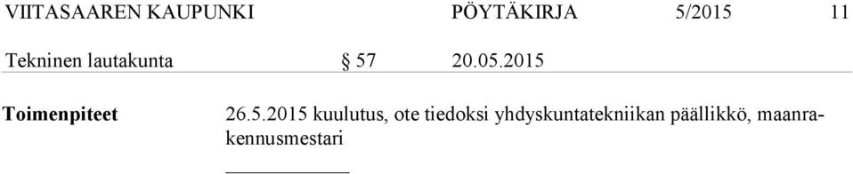 5.2015 kuulutus, ote tiedoksi