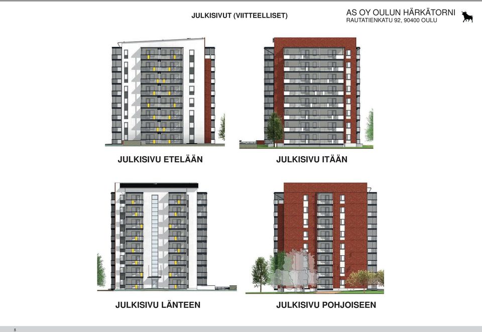 Julkisivut etelään ja itään 1 : 200 20.08.