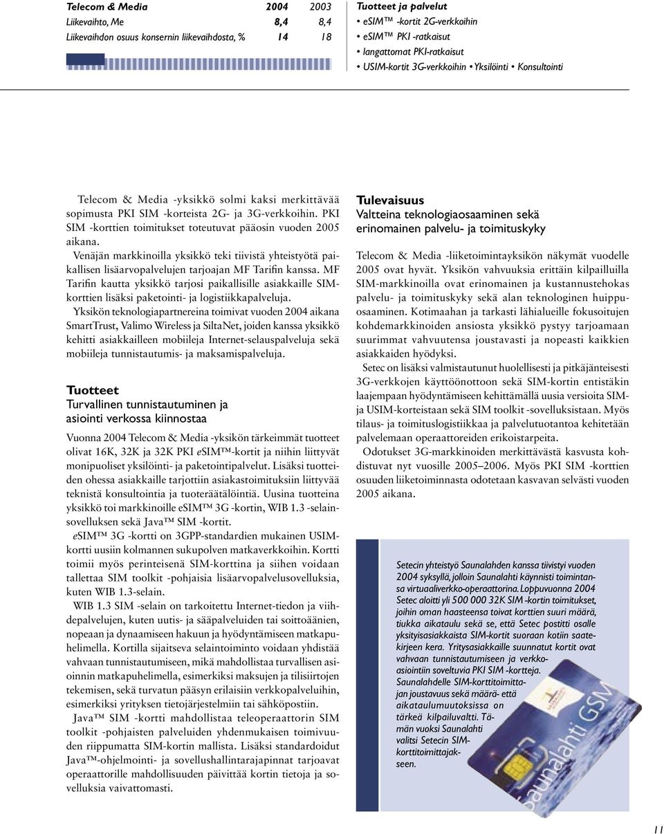 PKI SIM -korttien toimitukset toteutuvat pääosin vuoden 2005 aikana. Venäjän markkinoilla yksikkö teki tiivistä yhteistyötä paikallisen lisäarvopalvelujen tarjoajan MF Tarifin kanssa.