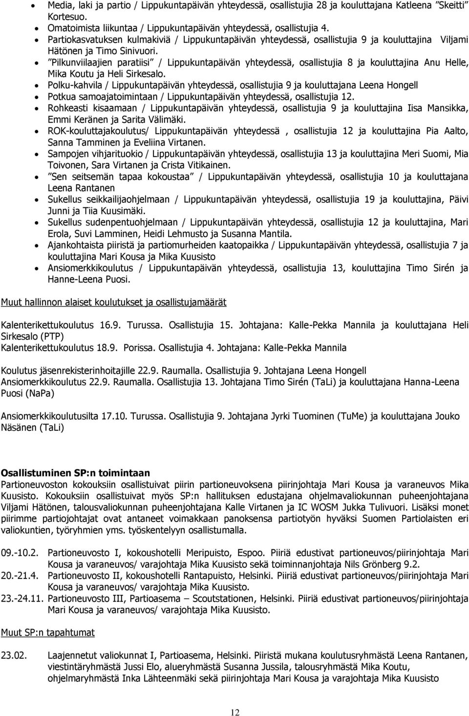 Pilkunviilaajien paratiisi / Lippukuntapäivän yhteydessä, osallistujia 8 ja kouluttajina Anu Helle, Mika Koutu ja Heli Sirkesalo.