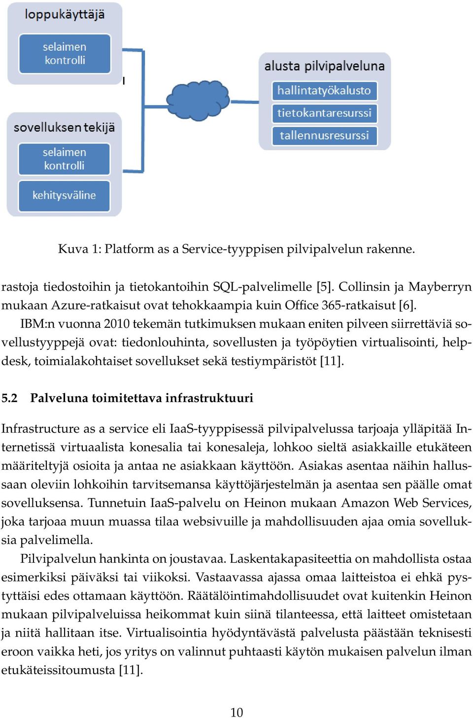 IBM:n vuonna 2010 tekemän tutkimuksen mukaan eniten pilveen siirrettäviä sovellustyyppejä ovat: tiedonlouhinta, sovellusten ja työpöytien virtualisointi, helpdesk, toimialakohtaiset sovellukset sekä