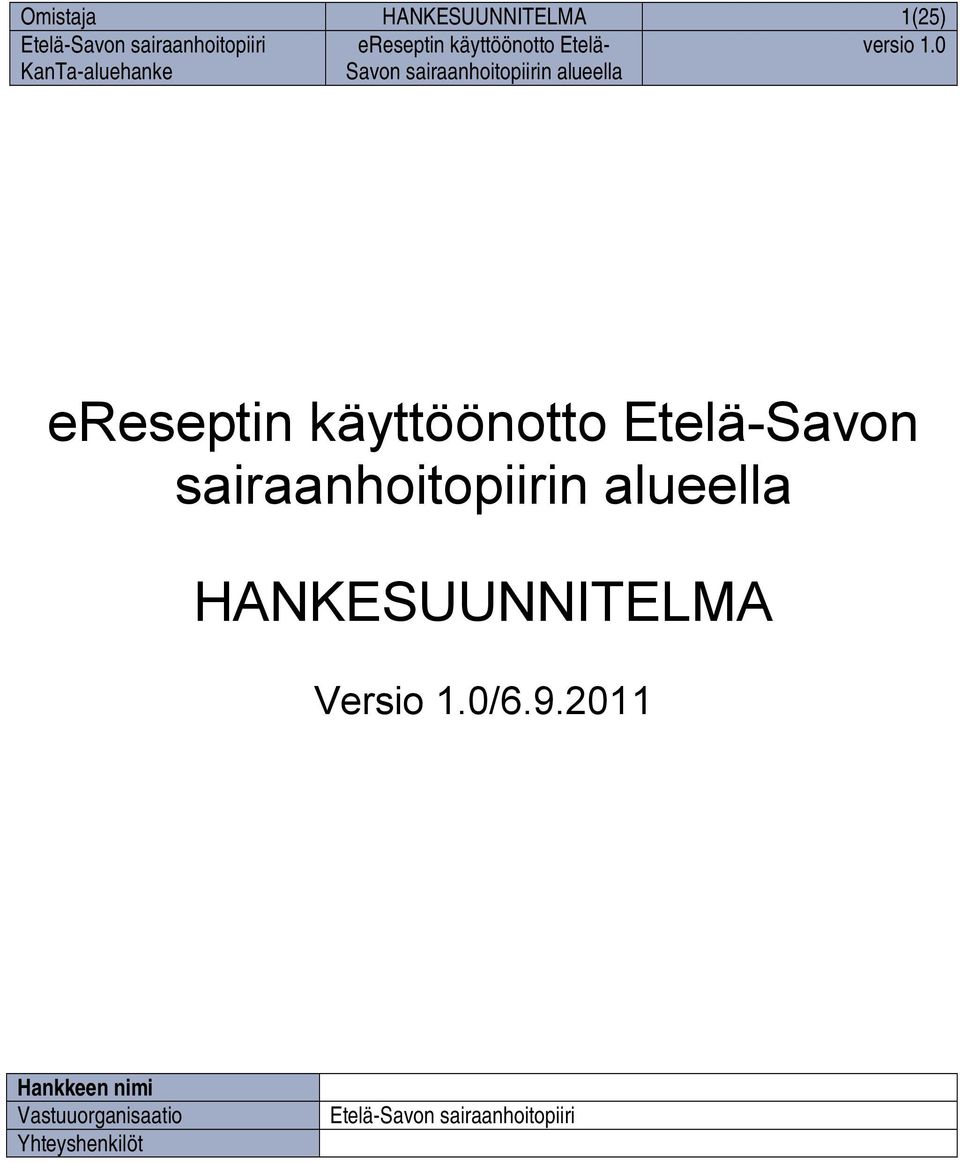 HANKESUUNNITELMA Versio 1.0/6.9.