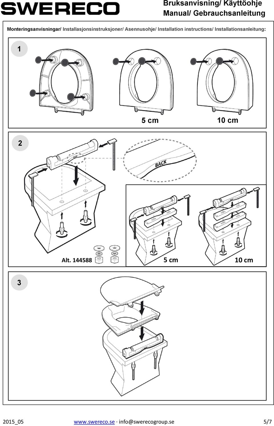 Installationsanleitung: 1 5 cm 10 cm 2 Alt.