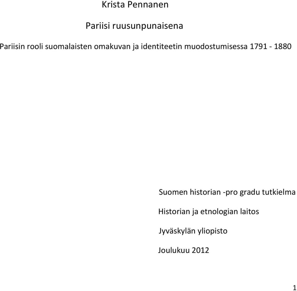 1791-1880 Suomen historian - pro gradu tutkielma