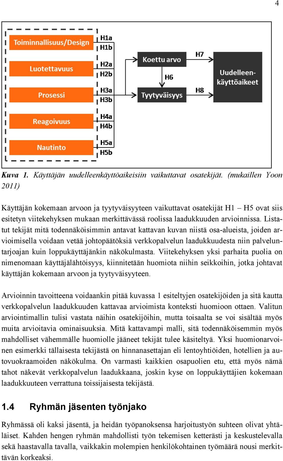 Listatut tekijät mitä todennäköisimmin antavat kattavan kuvan niistä osa-alueista, joiden arvioimisella voidaan vetää johtopäätöksiä verkkopalvelun laadukkuudesta niin palveluntarjoajan kuin
