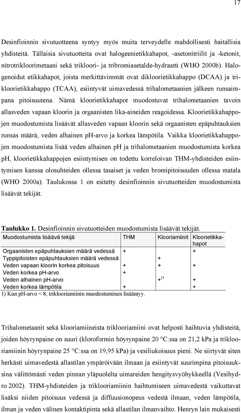 Halogenoidut etikkahapot, joista merkittävimmät ovat dikloorietikkahappo (DCAA) ja trikloorietikkahappo (TCAA), esiintyvät uimavedessä trihalometaanien jälkeen runsaimpana pitoisuutena.