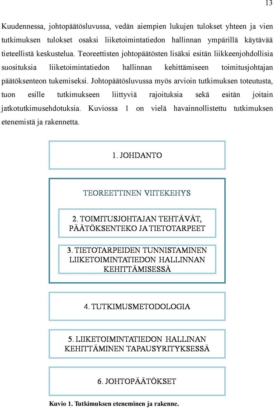 Teoreettisten johtopäätösten lisäksi esitän liikkeenjohdollisia suosituksia liiketoimintatiedon hallinnan kehittämiseen toimitusjohtajan päätöksenteon