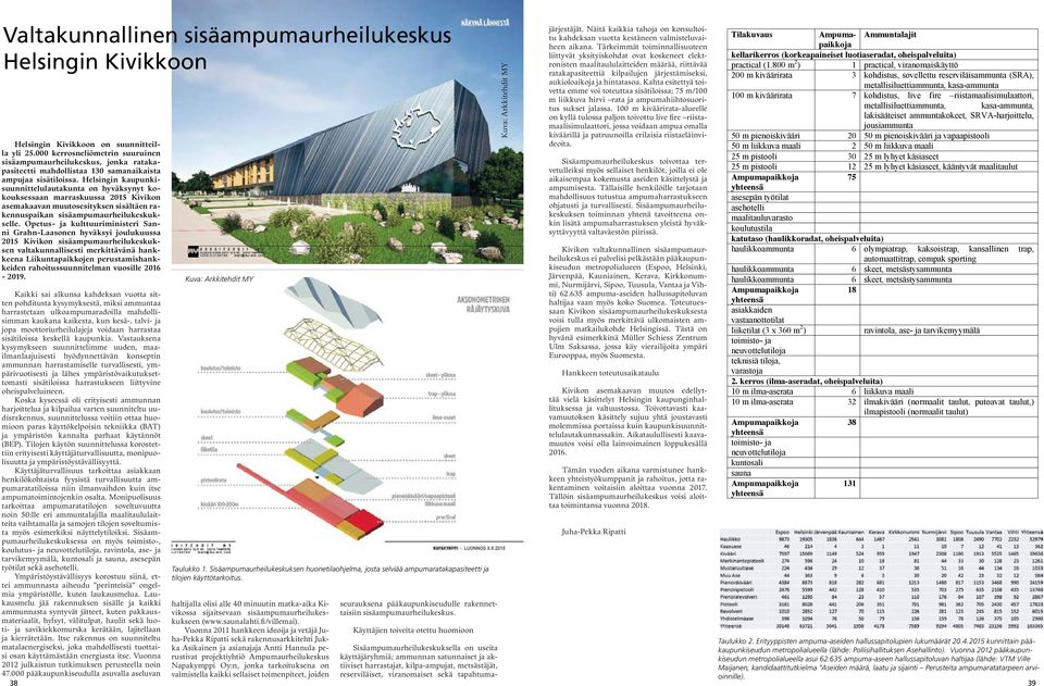 Helsingin kaupunkisuunnittelulautakunta on hyväksynyt kokouksessaan marraskuussa 2015 Kivikon asemakaavan muutosesityksen sisältäen rakennuspaikan sisäampumaurheilukeskukselle.