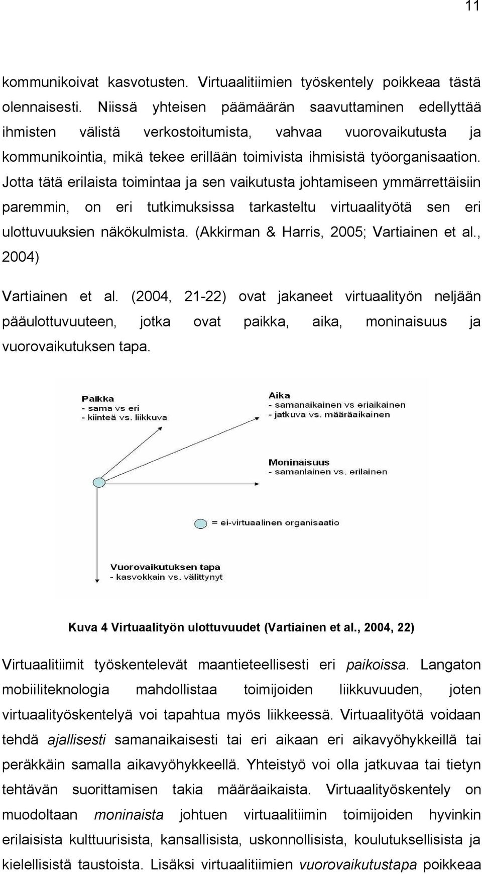 Jotta tätä erilaista toimintaa ja sen vaikutusta johtamiseen ymmärrettäisiin paremmin, on eri tutkimuksissa tarkasteltu virtuaalityötä sen eri ulottuvuuksien näkökulmista.