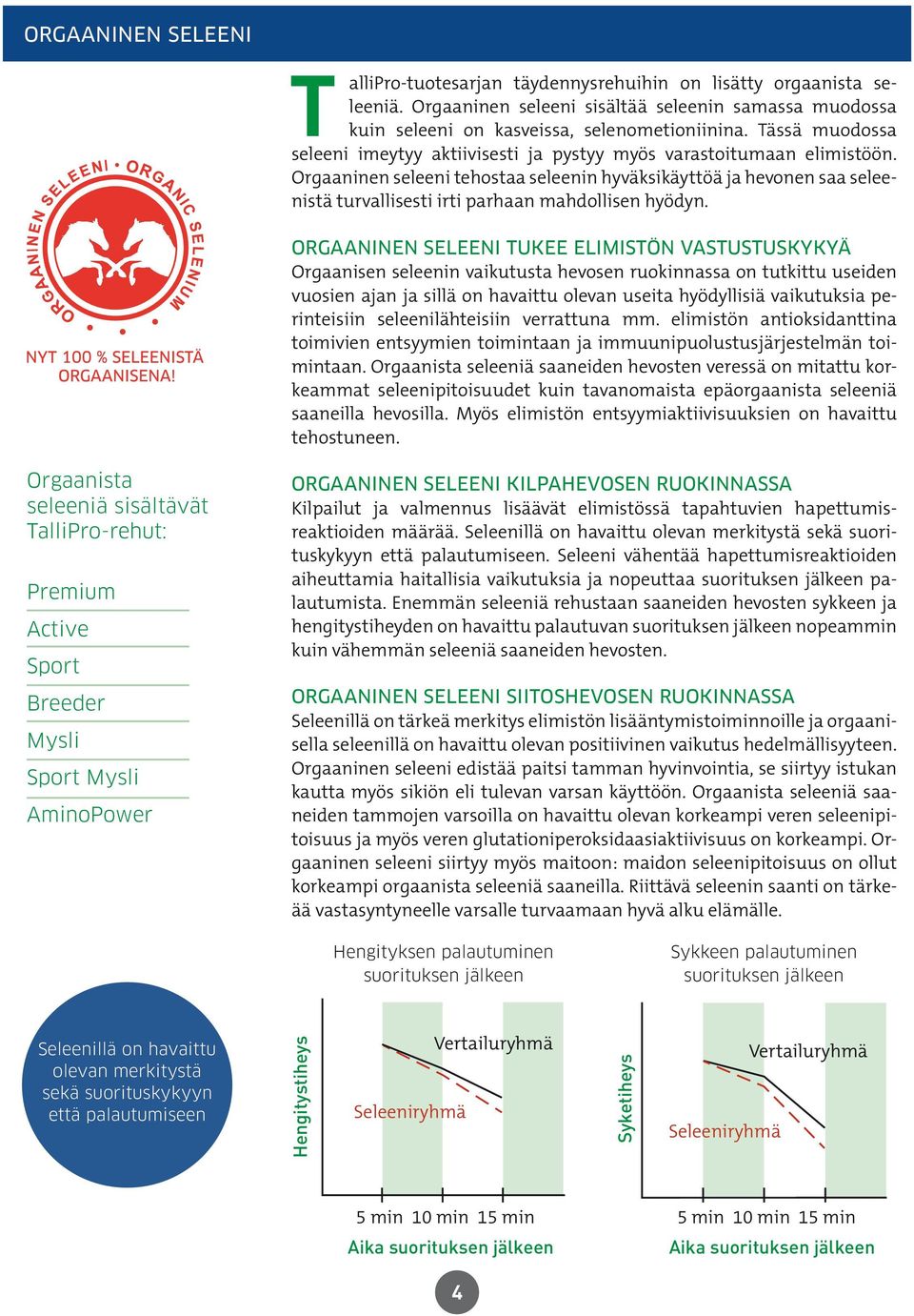 Orgaaninen seleeni tehostaa seleenin hyväksikäyttöä ja hevonen saa seleenistä turvallisesti irti parhaan mahdollisen hyödyn.