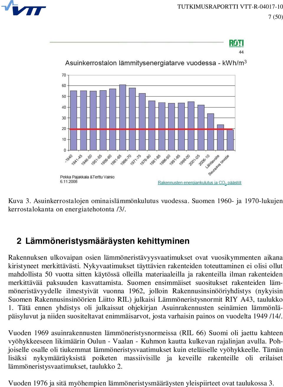 Nykyvaatimukset täyttävien rakenteiden toteuttaminen ei olisi ollut mahdollista 50 vuotta sitten käytössä olleilla materiaaleilla ja rakenteilla ilman rakenteiden merkittävää paksuuden kasvattamista.