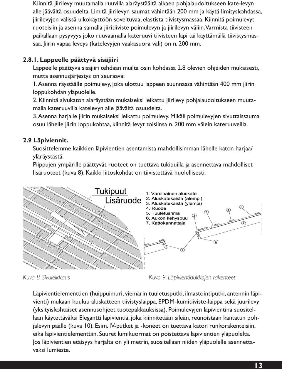 Kiinnitä poimulevyt ruoteisiin ja asenna samalla jiiritiiviste poimulevyn ja jiirilevyn väliin.