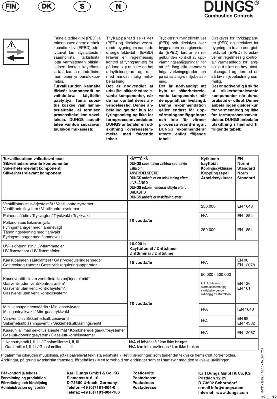 Tämä suositus koskee vain lämmityslaitteita, ei termisen prosessitekniikan sovelluksia.