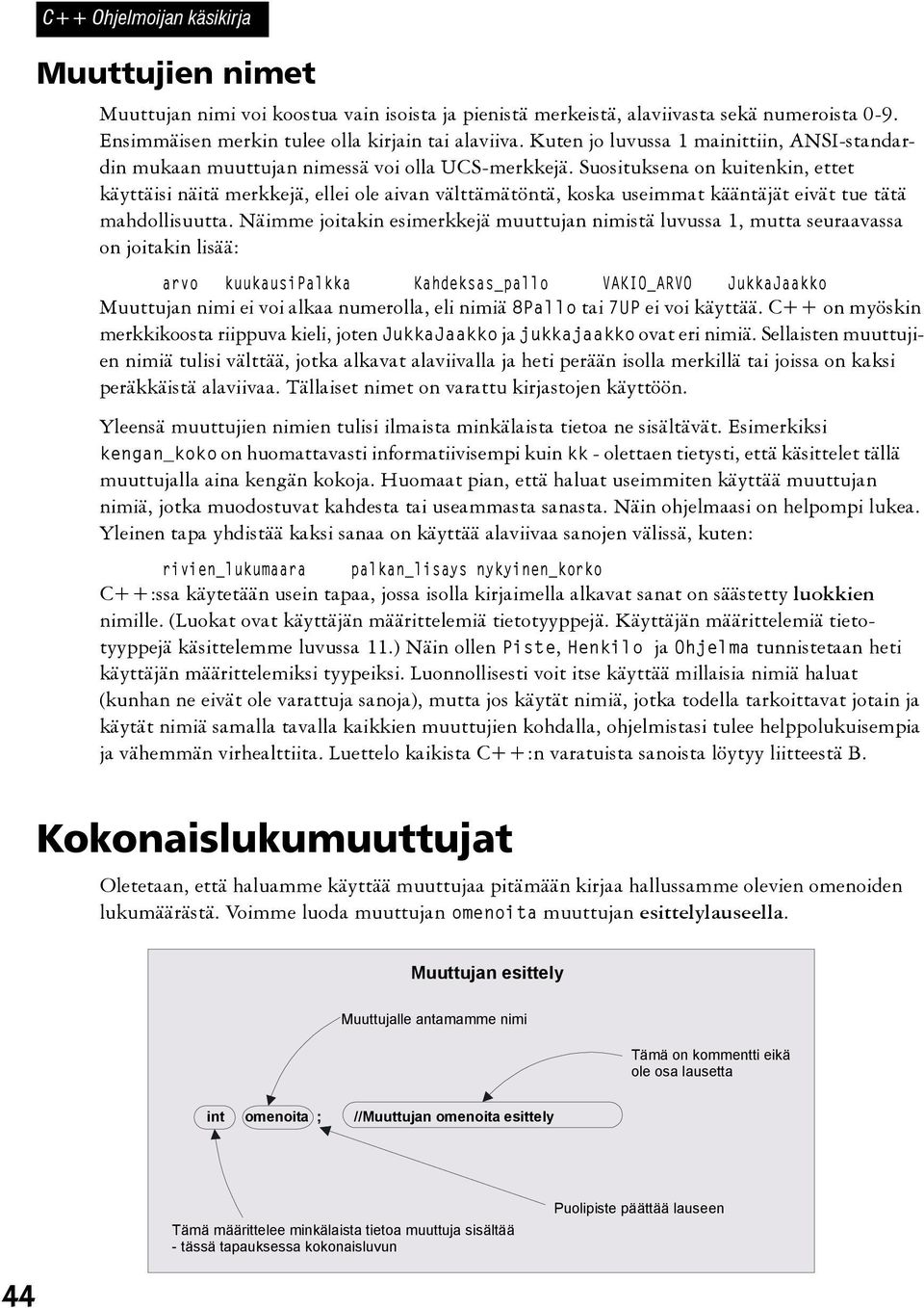 Suosituksena on kuitenkin, ettet käyttäisi näitä merkkejä, ellei ole aivan välttämätöntä, koska useimmat kääntäjät eivät tue tätä mahdollisuutta.