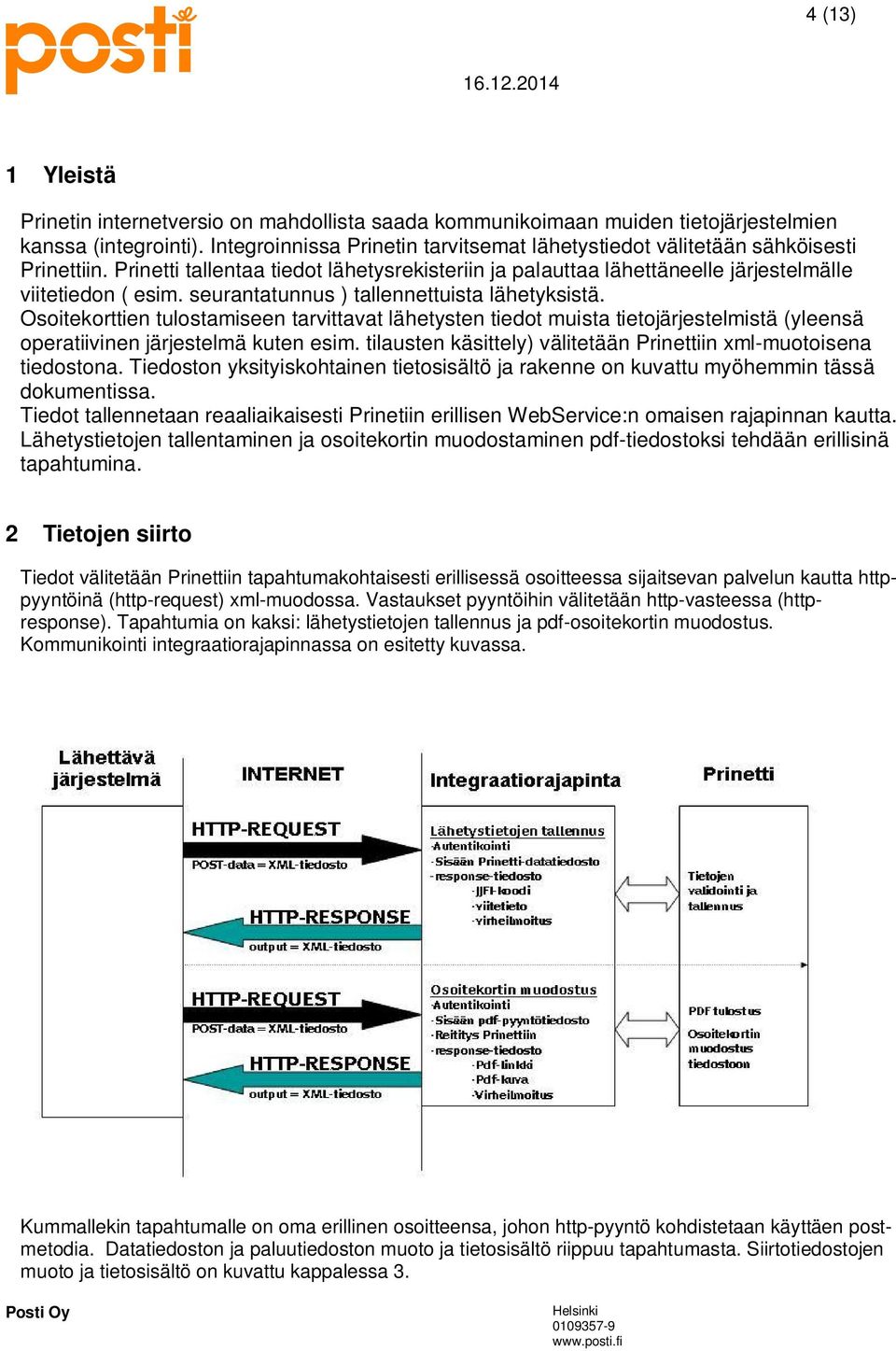 seurantatunnus ) tallennettuista lähetyksistä. Osoitekorttien tulostamiseen tarvittavat lähetysten tiedot muista tietojärjestelmistä (yleensä operatiivinen järjestelmä kuten esim.